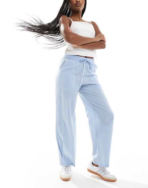 JJXX - Gestreepte seersucker broek in blauw - view 1