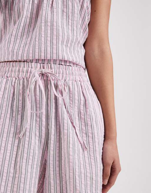 JJXX - Gestreepte seersucker short in roze, 4 van 5