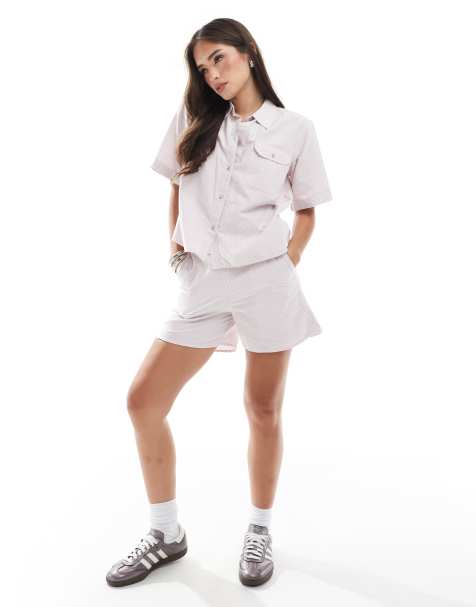 JJXX - Gestreepte short van co-ord set in gestreept roze - view 1