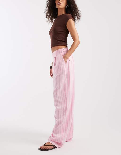 JJXX – Gestreifte Hose aus Leinenmix in Rosa, 2 von 5