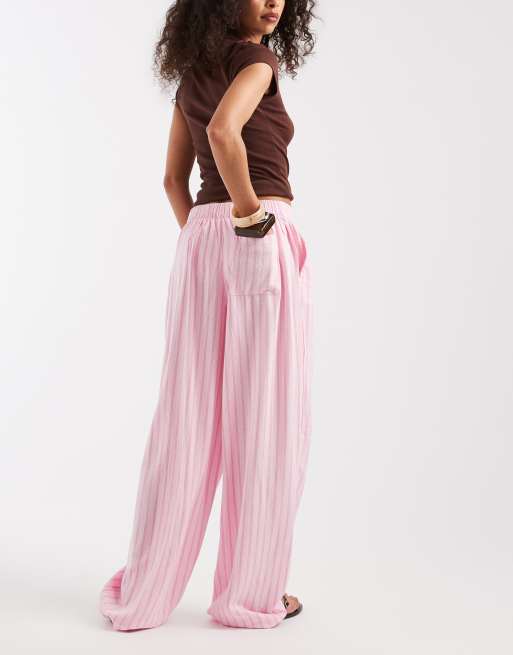 JJXX – Gestreifte Hose aus Leinenmix in Rosa, 3 von 5