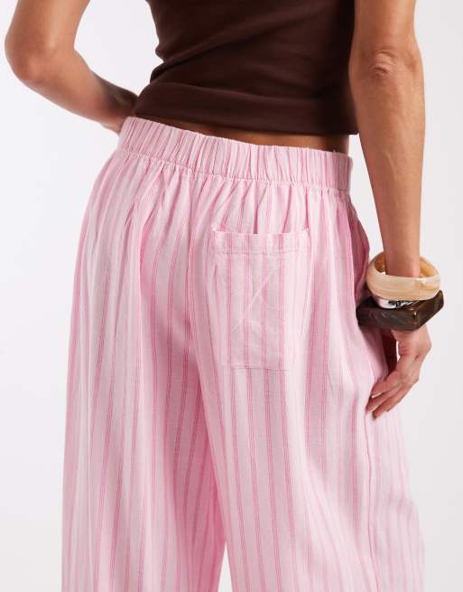JJXX – Gestreifte Hose aus Leinenmix in Rosa, 5 von 5