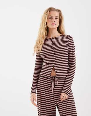 JJXX - Gestreifte Strickjacke in Braun und Rosa, Kombiteil-Brown