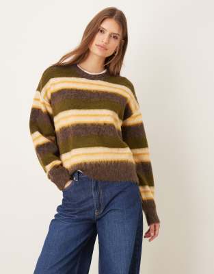 JJXX - Gestreifter Strickpullover in Braun-Bunt
