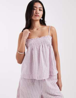 JJXX - Gestreiftes Oberteil aus Seersucker in Rosa