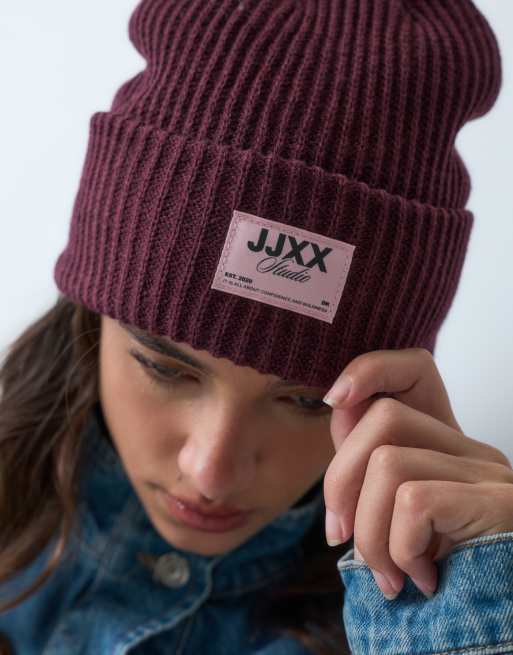 JJXX gestrickte Beanie in Dunkelburgunderrot, 2 von 5
