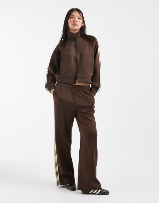 JJXX giacca coordinata con chiusura con zip e dettaglio a righe marrone, 1 di 4
