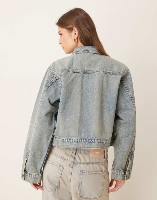 JJXX - Giacca squadrata di jeans azzurra, 4 di 4