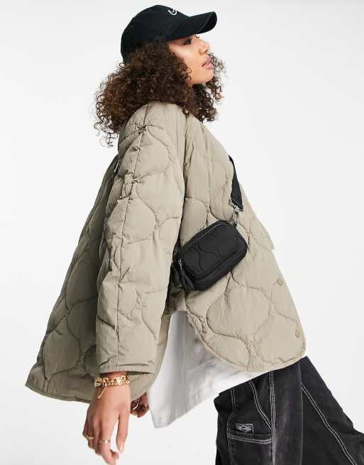JJXX - Giacca trapuntata a rombi in nylon color talpa