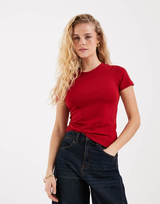 JJXX Gigi fitted t-shirt in red, 2 of 4