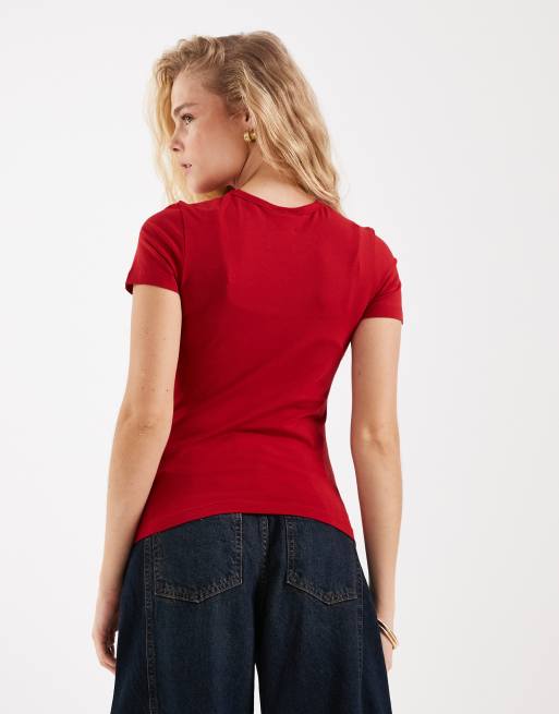 JJXX Gigi fitted t-shirt in red, 4 of 4