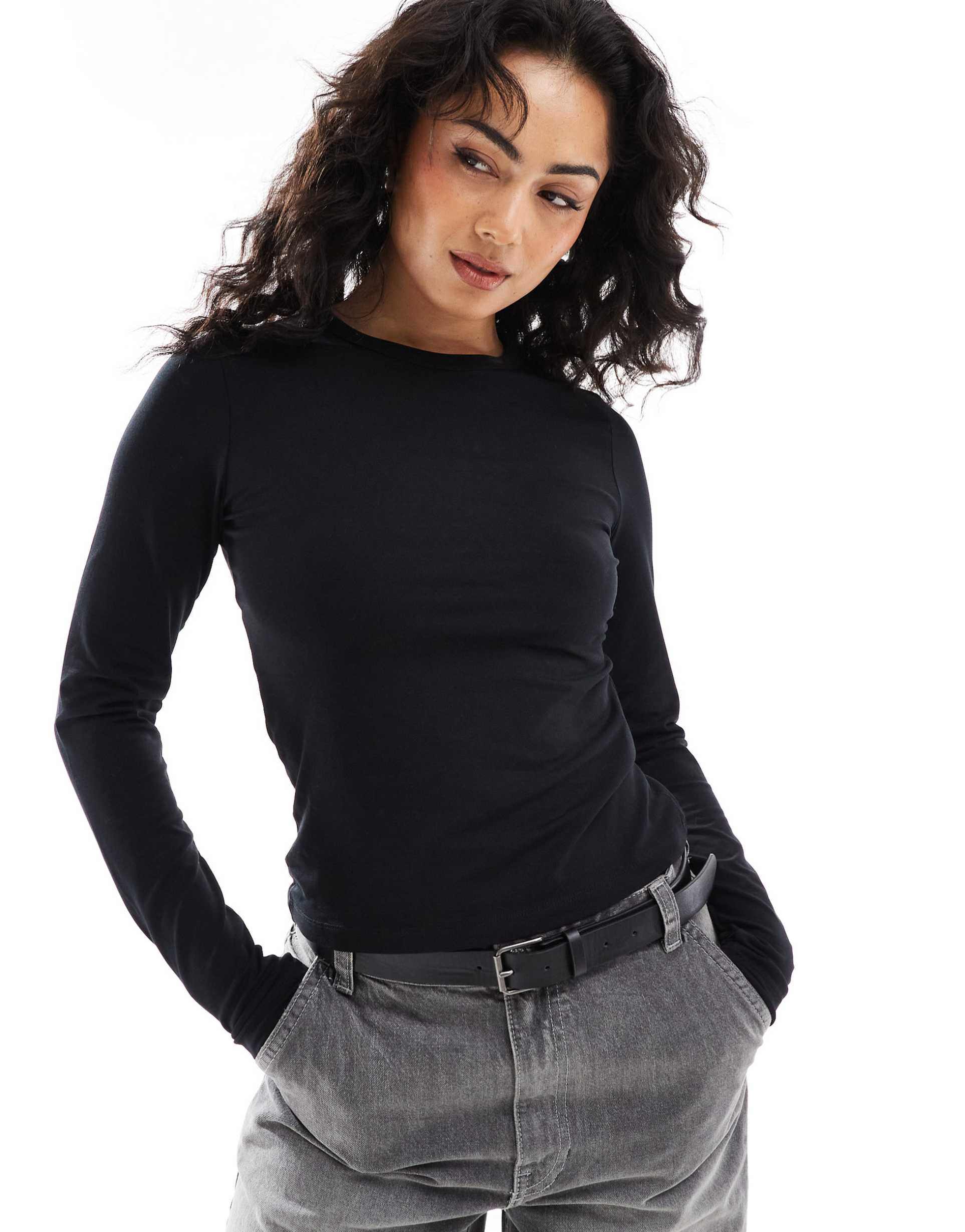 jjxx gigi long sleeve t-shirt in black