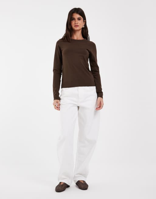 JJXX Gigi long sleeve T-shirt in dark brown, 3 of 4