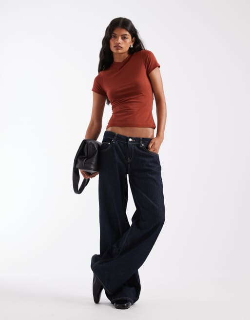 JJXX Gigi t-shirt col V en rouille, 2 de 4