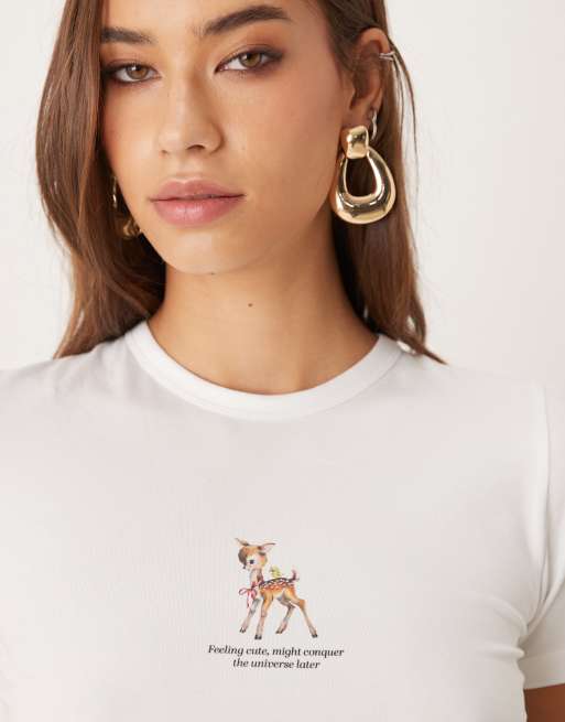 JJXX – Gigi – T-Shirt in Weiß mit Print vorne, 3 von 4