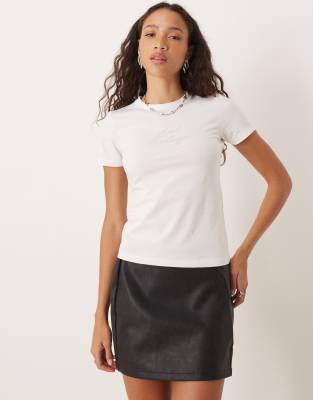 JJXX - Gigi - T-Shirt in Weiß mit Strassverzierung