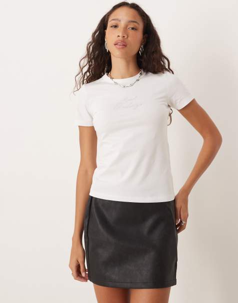 JJXX - Gigi - T-shirt met print van siersteentjes in wit - view 1