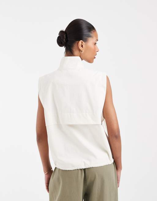 JJXX - Gilet con collo a imbuto color crema, 3 di 4