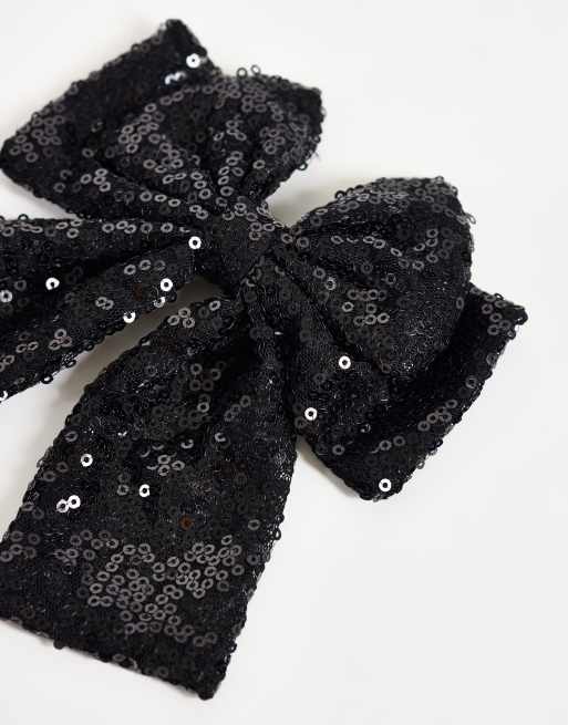JJXX glitter bow hairclip in black, 2 of 3