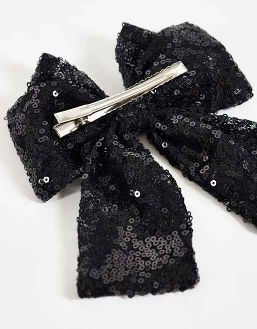 JJXX glitter bow hairclip in black, 3 of 3