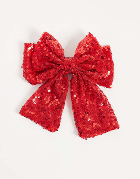 JJXX glitter bow hairclip in red - view 1