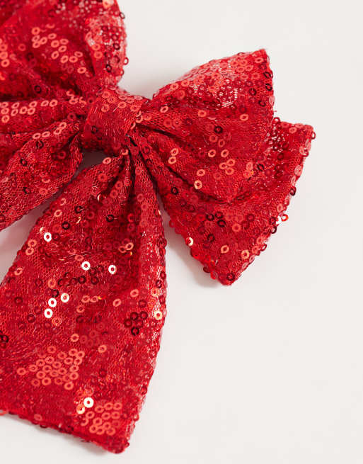 JJXX glitter bow hairclip in red, 3 of 3