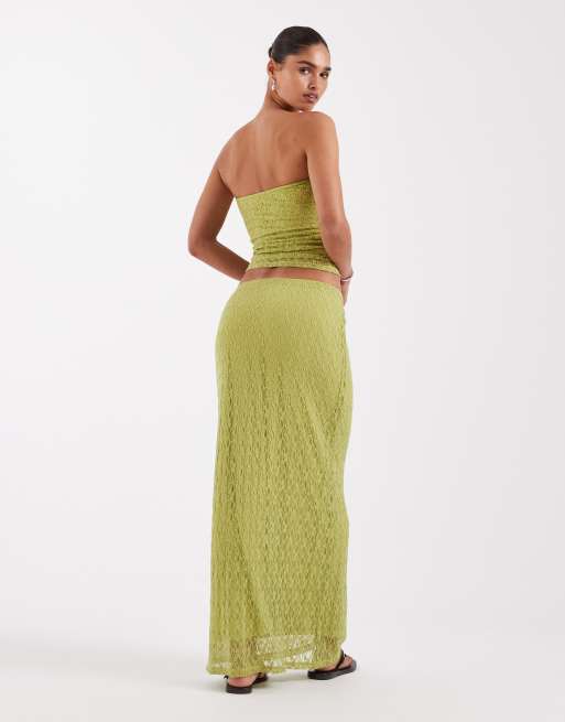 JJXX - Gonna midi in pizzo verde in coordinato, 4 di 5