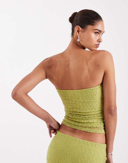 JJXX – Grön bandeau-topp i spets, del av set, 3 av 4