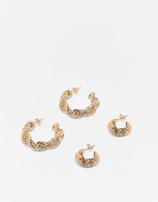 JJXX – Guldfärgade örhängen i olika design, 2-pack