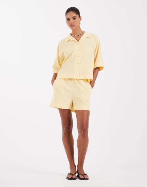 JJXX - Gult sæt med shorts med vaffeltekstur - view 1