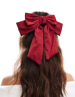 hair bow in red satin