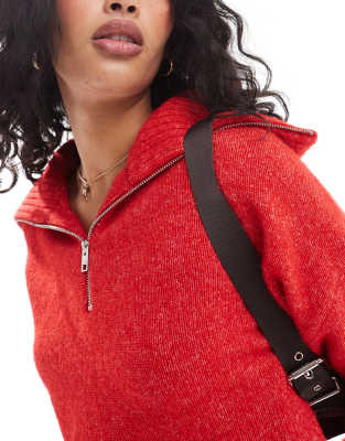 Jjxx Half Zip Knitted Sweater In Red