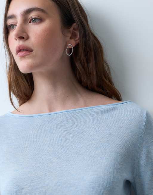 JJXX haut en maille à manches longues avec encolure bateau en bleu clair, 3 de 4