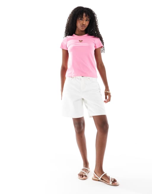 JJXX heart cut out tee in baby pink, 4 of 4