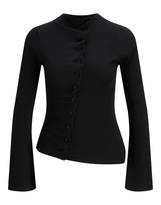 JJXX Henna top med stretch-pasform, rund hals og lange ærmer i sort, 7 af 7