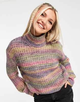 JJXX high neck jumper in multicoloured space dye