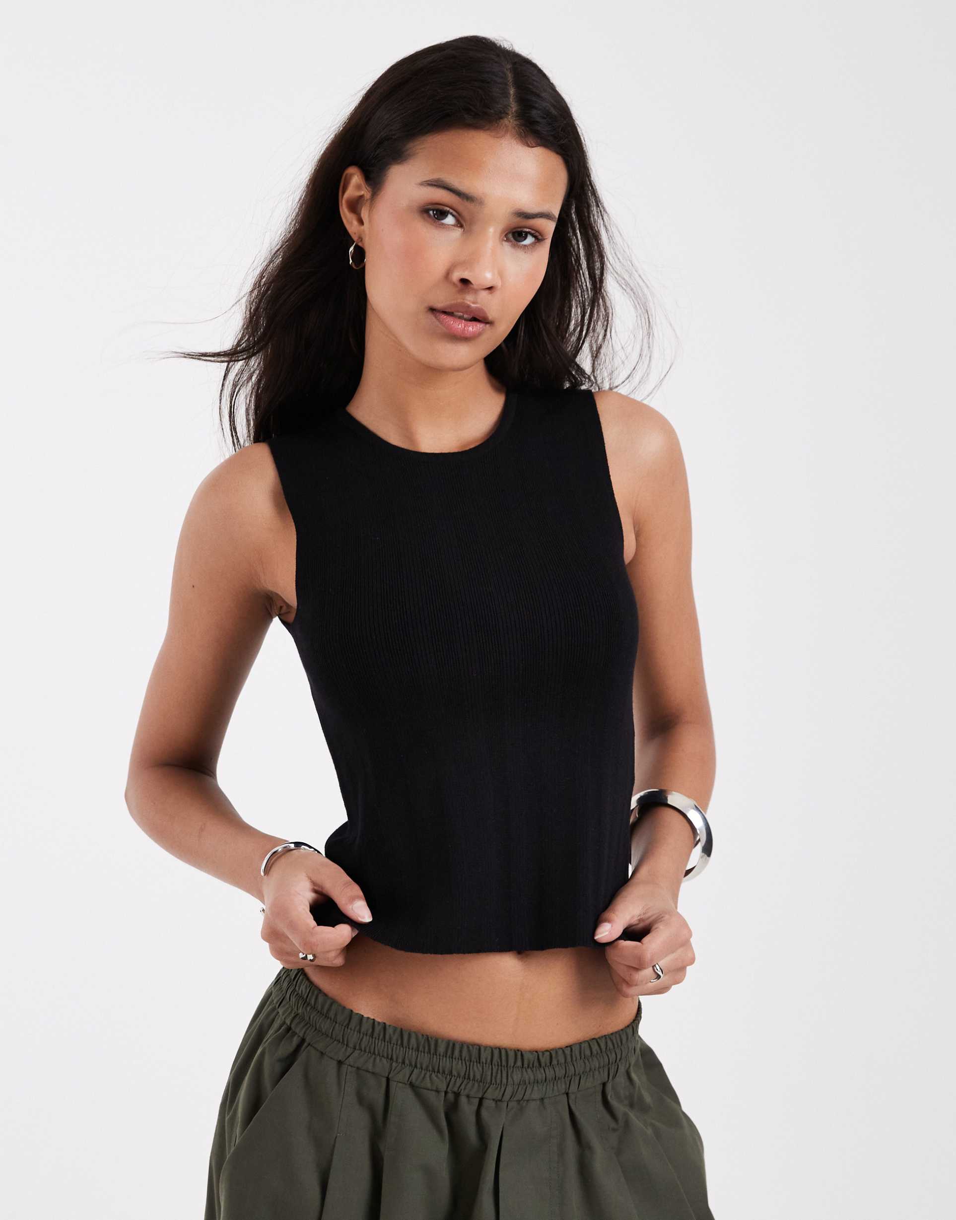 jjxx high neck knit top in black