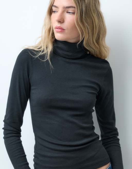 JJXX high neck long sleeve top in black, 3 of 4