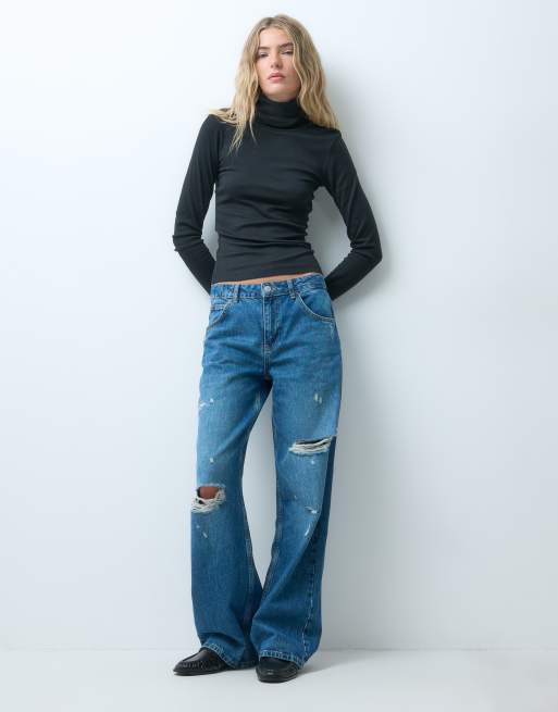 JJXX high neck long sleeve top in black, 4 of 4