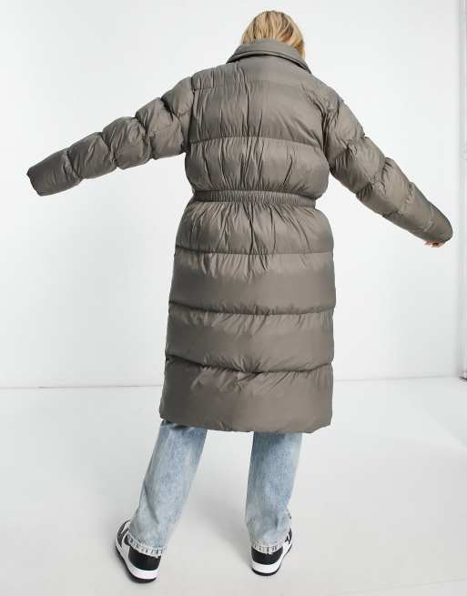 JJXX high neck longline padded coat in gray