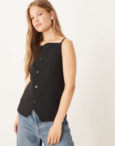 JJXX high neck waistcoat in black - view 1