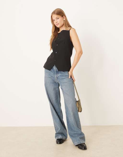 JJXX high neck waistcoat in black, 2 of 4