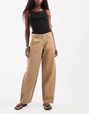 Jjxx High Waisted Barrel Fit Pants In Neutral