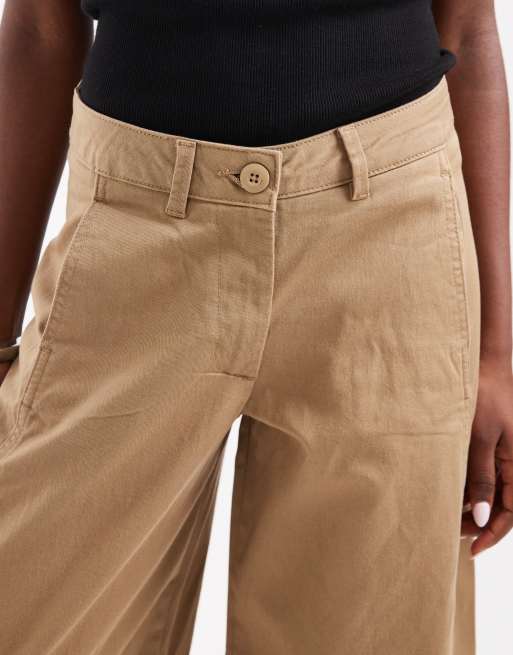 JJXX high waisted barrel fit pants in beige, 4 of 5