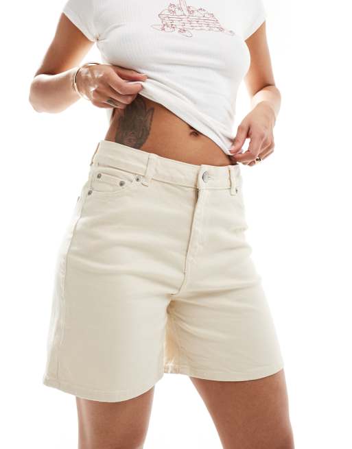 JJXX high waisted colored denim shorts in white