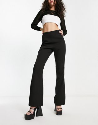 JJXX high waisted tailored flared trousers in black