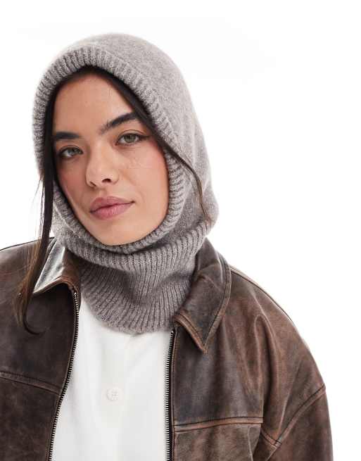 JJXX hooded knitted snood in grey | ASOS