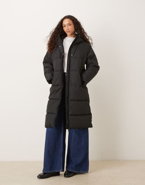JJXX hooded long puffer jacket in black