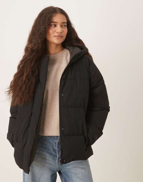 JJXX hooded puffer jacket in black - view 1