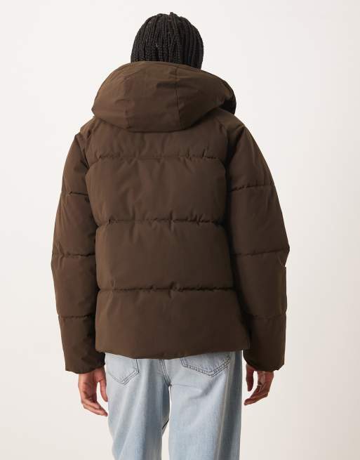 JJXX hooded puffer jacket in brown, 4 of 4